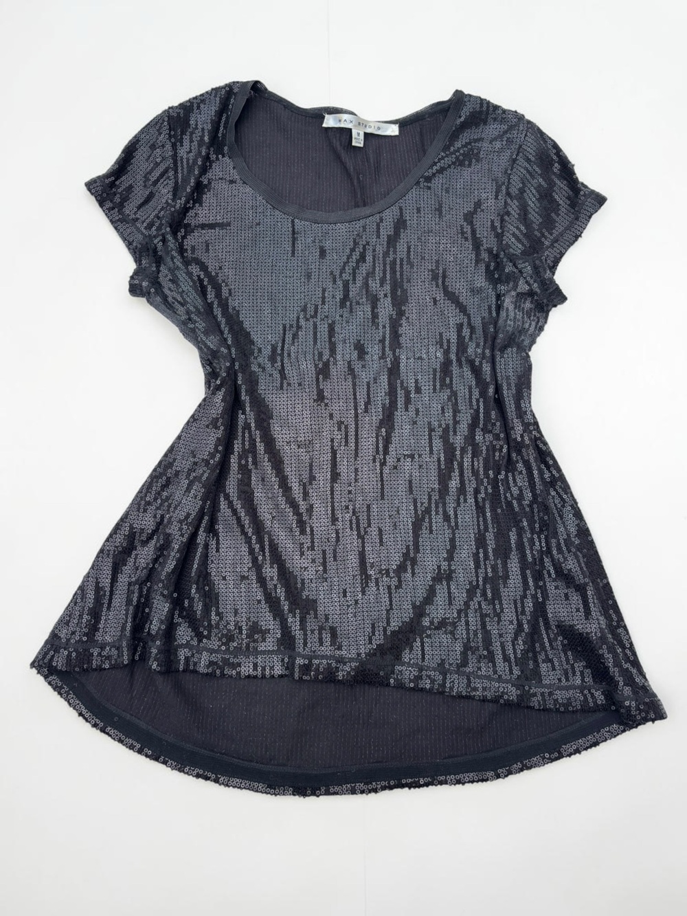 Max Studio Black Sequin Top Medium Y2K Party Holiday Going Out M